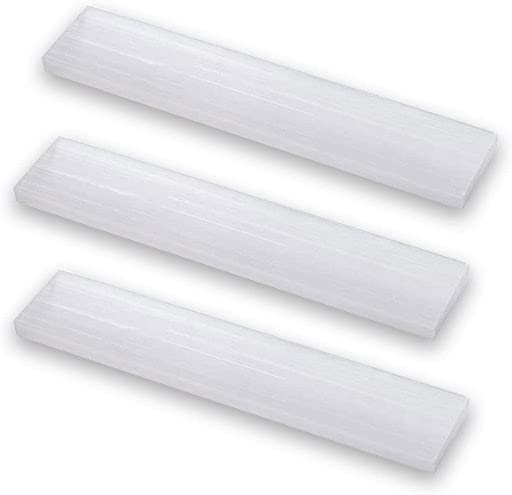 Himalayan Glow Selenite Crystal Rulers, Natural Cleansing Witchcraft Supplies – 3 Count
