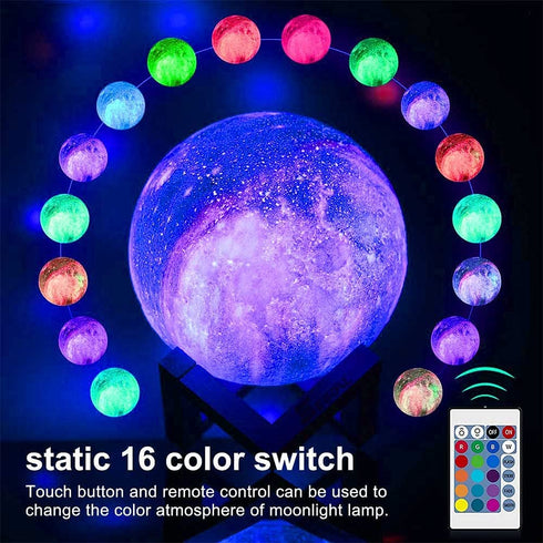 WBM Smart Galaxy Lamp, LED 3D Star Moon Light with Wood Stand