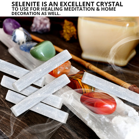 Himalayan Glow Selenite Crystal Sticks, Chakra Stones for Smudging, Witchcraft Supplies – 2lbs