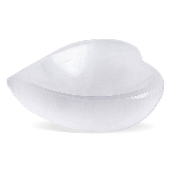Himalayan Glow Selenite Crystal Heart Shaped Bowl 10cm, Crystal Bowl for Smudging
