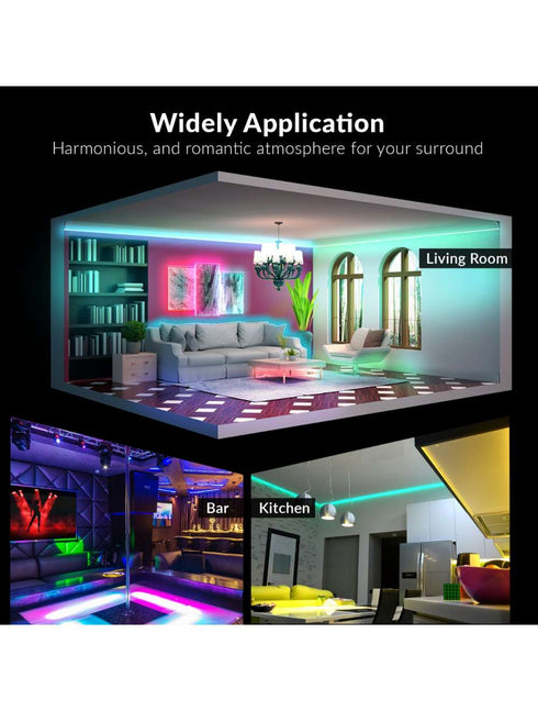 WBM Smart LED Strip Lights 32.8 ft. Remote and App Control - Indoor Only